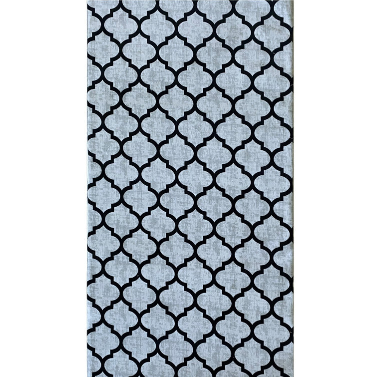 Lark Manor Kasandra Geometric Machine Woven Grey Black Area Rug